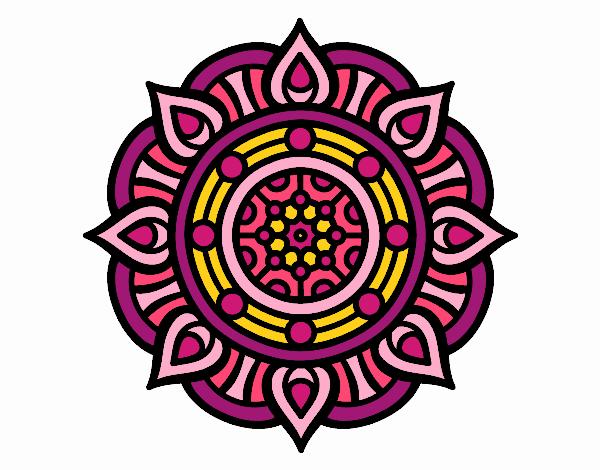 Desenho Mandala pontos de incêndio pintado por mcastrode