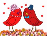 Desenho Pássaros de casamento pintado por mcastrode