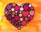 Desenho Coração com círculos pintado por Natani