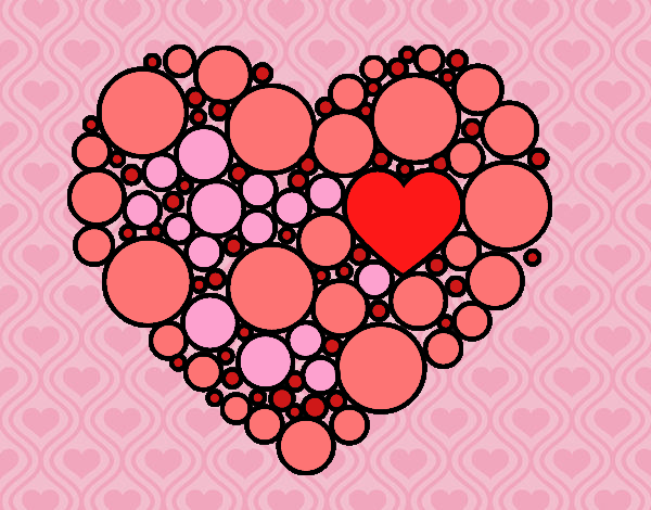 Desenho Coração com círculos pintado por Sillvana