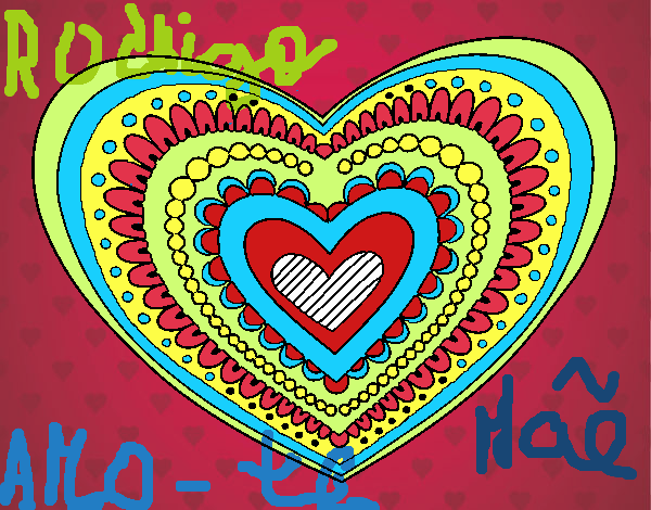 Desenho Mandala coração pintado por ameireles