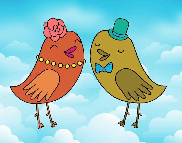 Desenho Pássaros de casamento pintado por Sillvana