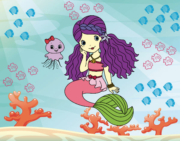 Desenho Sereia e medusa pintado por ThaySilvaa