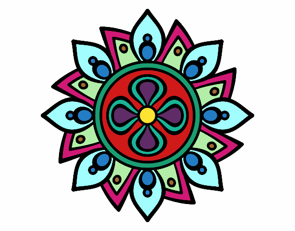 Desenho Mandala flor simple pintado por JujuKB