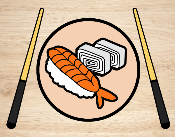 Desenho Placa de Sushi pintado por FidgetyAxe