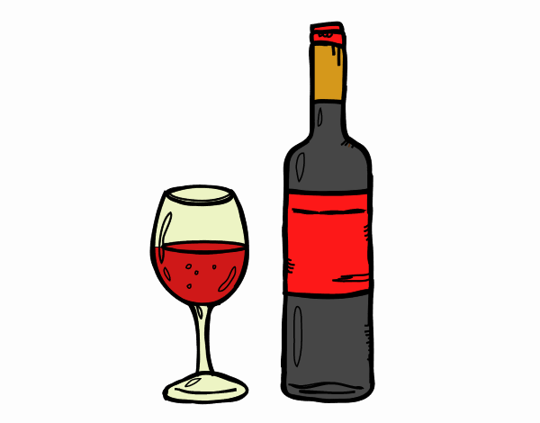Desenho de Garrafa de vinho e copo pintado e colorido por Usuário não  registrado o dia 20 de Março do 2018