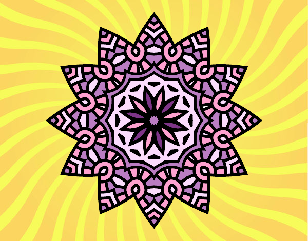 Desenho Mandala estrela floral pintado por Craudia