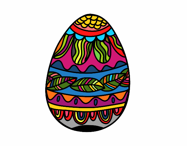 Desenho Ovo de Páscoacom teste padrão vegetal pintado por gifinotti