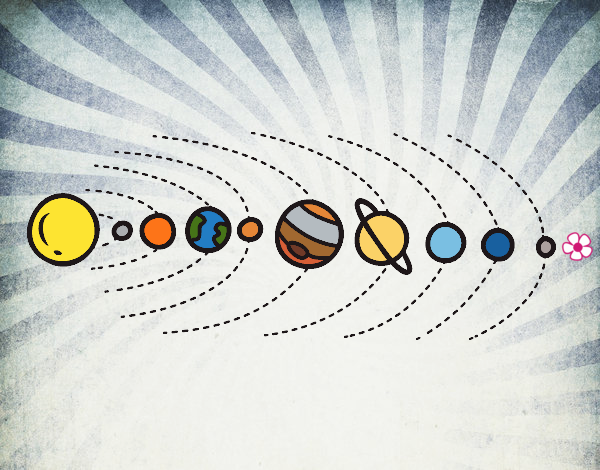 Desenho Sistema solar pintado por Natani