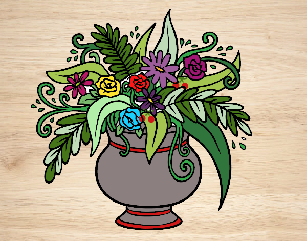 Desenho Um vaso com flores pintado por Fernandam