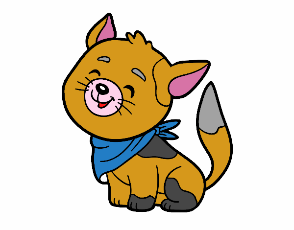 Desenho de Gato com bandana pintado e colorido por Usuário não