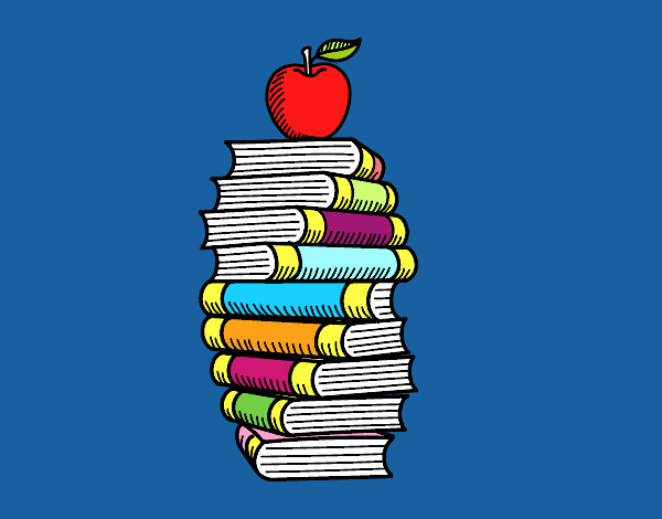 Desenho Livros e maçã pintado por beca-loka