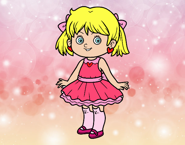 Desenho de Menina com vestido moderno para Colorir - Colorir.com