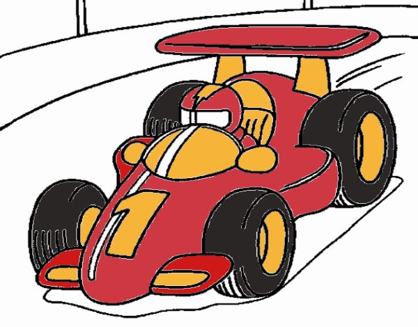 Página para colorir de carro de corrida com rosto de veículo
