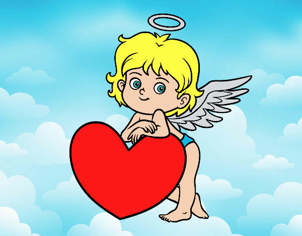 Desenho Cupido e um coração pintado por LICIAM