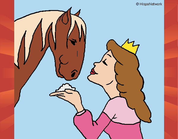 Desenho Princesa e cavalo pintado por Craudia