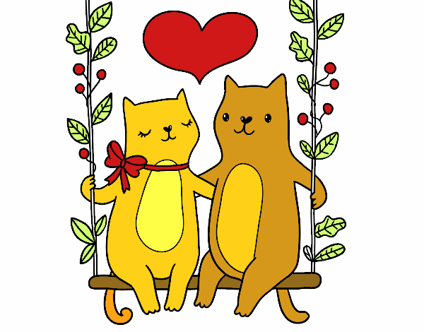 Desenho de Gatos apaixonados pintado e colorido por Gaivotasl o dia 04 de  Junho do 2013