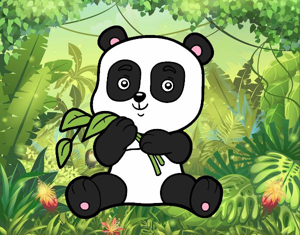 Desenho de Um urso panda pintado e colorido por Jujuli o dia 27 de