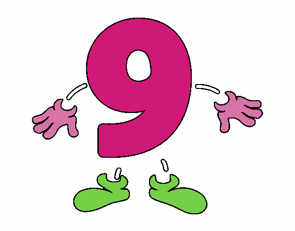 Dama Número 9/Emoji Q Vetor Numérico Ou Ilustração Colorida