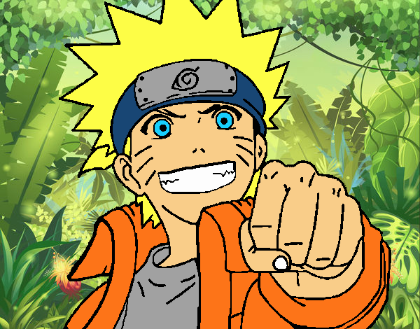 Desenho de Naruto alegre pintado e colorido por Usuário não