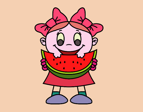 Menina com melancia