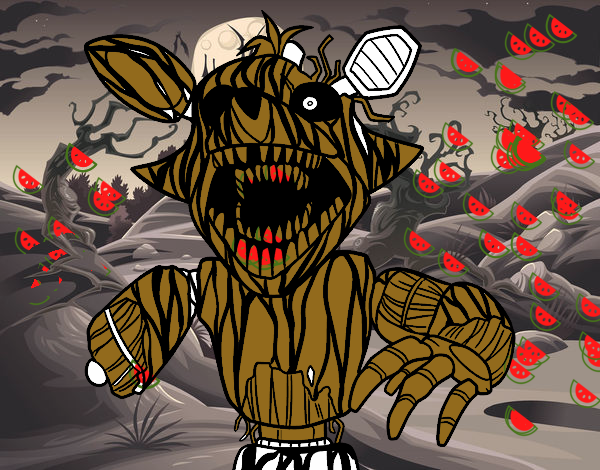 Desenho de Foxy aterrorizante de Five Nights at Freddy's pintado e colorido  por Usuário não registrado o dia 06 de Fevereiro do 2020