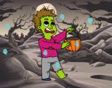 Disfarce de zombie do Halloween