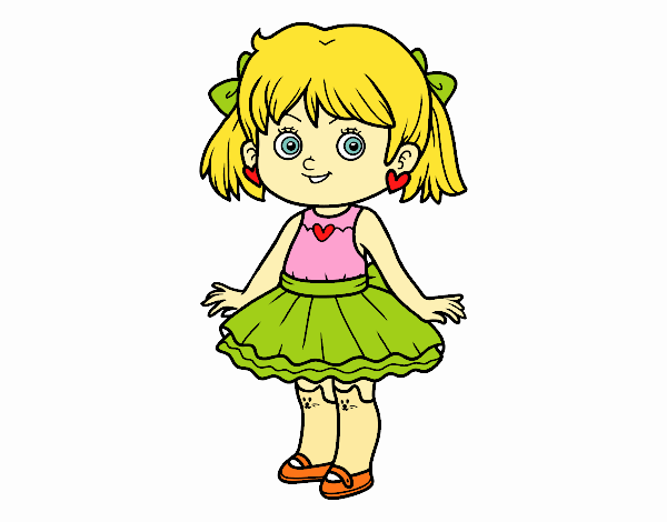 Desenho de Menina colorida inglês pintado e colorido por Usuário