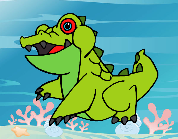 Crocodilo-de-água-s algada