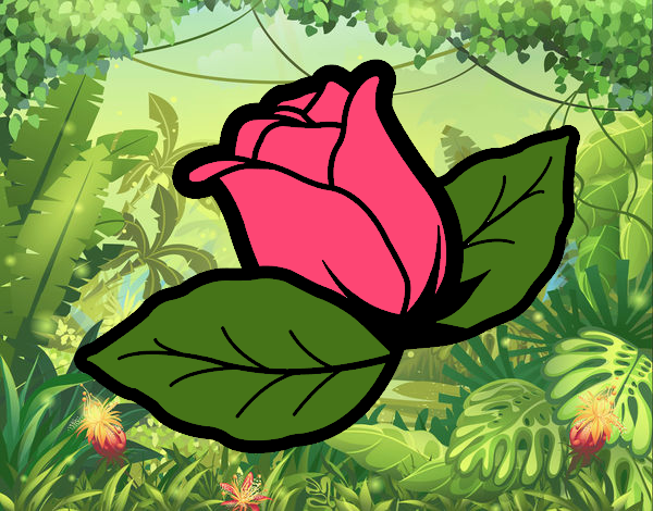 Rosa com folhas