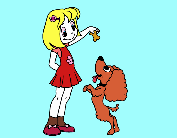Menina com cachorro