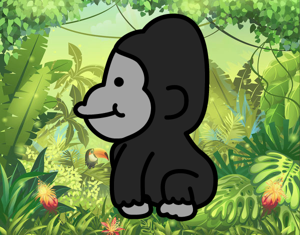 Desenho de Gorila bebé pintado e colorido por Usuário não registrado o dia  19 de Janeiro do 2016