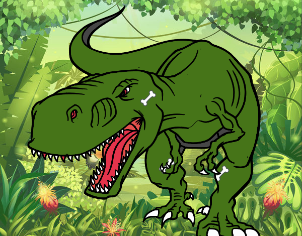 Desenho de Tricerátopo e tiranossauro rex pintado e colorido por Usuário  não registrado o dia 08 de Abril do 2021