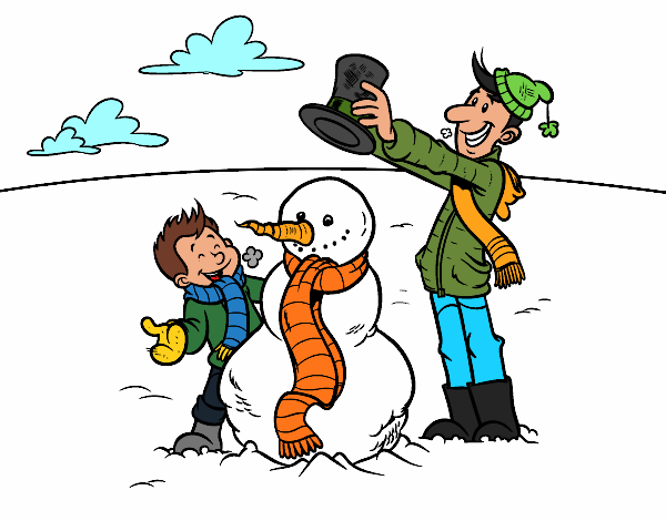 Pai e filho na neve