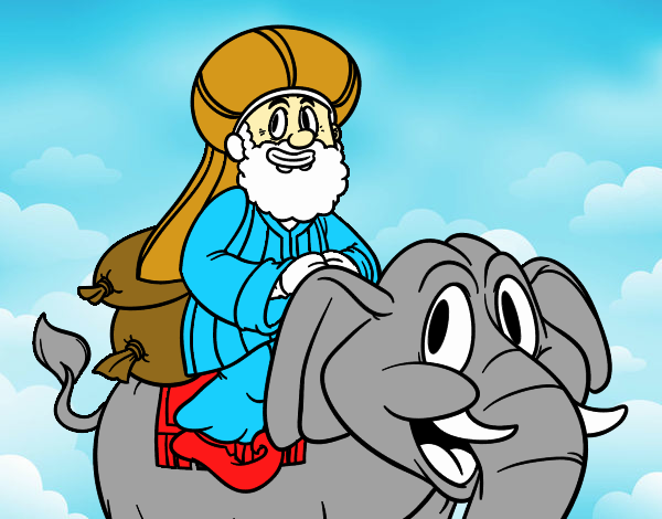 Rei Baltasar a elefante