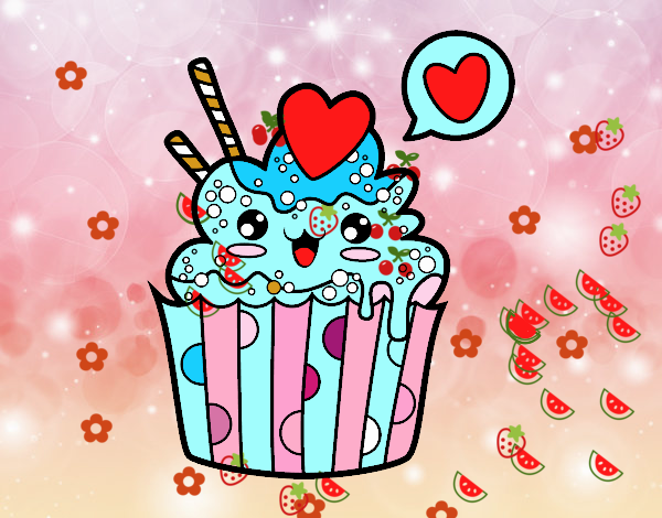 Desenho de Cupcake kawaii pintado e colorido por Usuário não registrado o  dia 11 de Dezembro do 2020