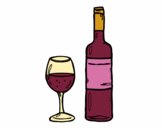 Garrafa de vinho e copo