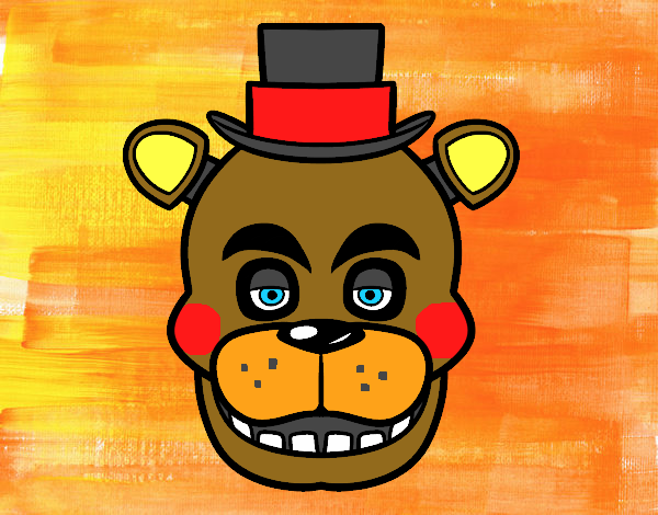 Desenho de Cara de Freddy de Five Nights at Freddy's pintado e