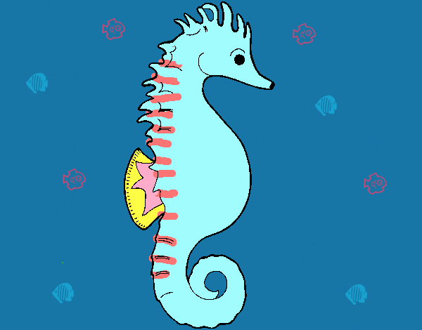 Desenho de Cavalo marinho pintado e colorido por Usuário não