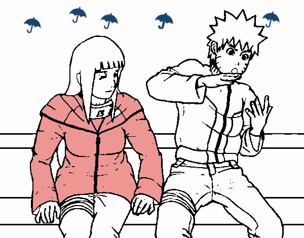 Desenho de Hinata e Naruto pintado e colorido por Usuário não