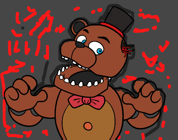 Desenho de Freddy de Five Nights at Freddy's pintado e colorido