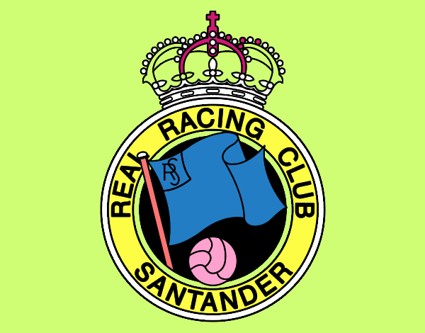 Desenho de Emblema do Real Racing Club de Santander pintado e colorido