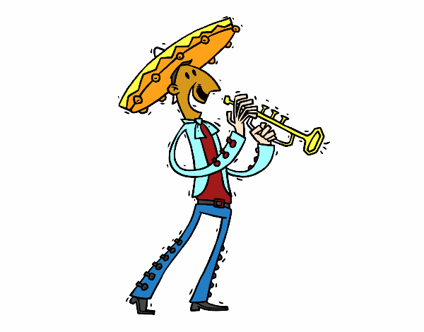 homem mexicano tocando um trompete