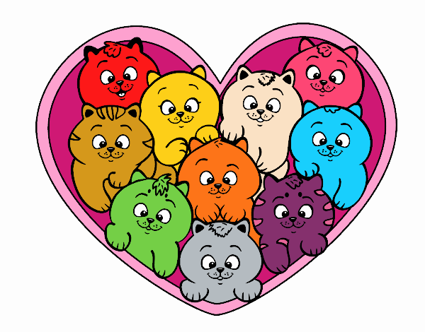 Coração de gatinhos