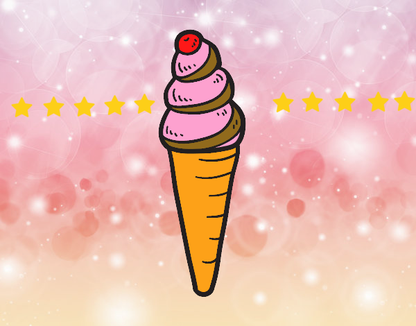 Página para colorir com casquinha de sorvete bonito dos desenhos