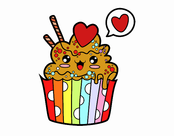 Desenho de Cupcake fofinho pintado e colorido por Usuário não
