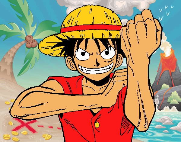 Luffy mostrando os punhos 