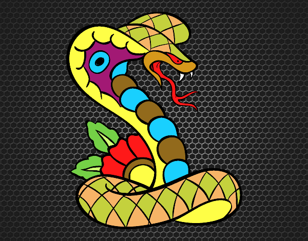 Desenho de Tatuagem de cobra para Colorir - Colorir.com