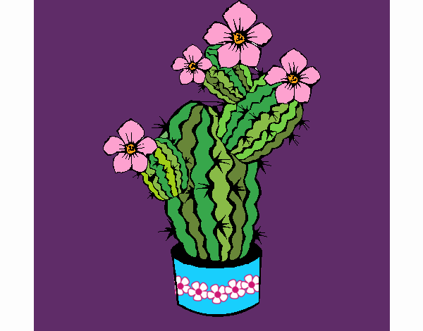 Desenho de Cacto com flor para Colorir - Colorir.com