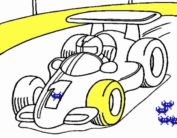 Desenho de Carro de corrida pintado e colorido por Usuário não registrado o  dia 30 de Julho do 2009